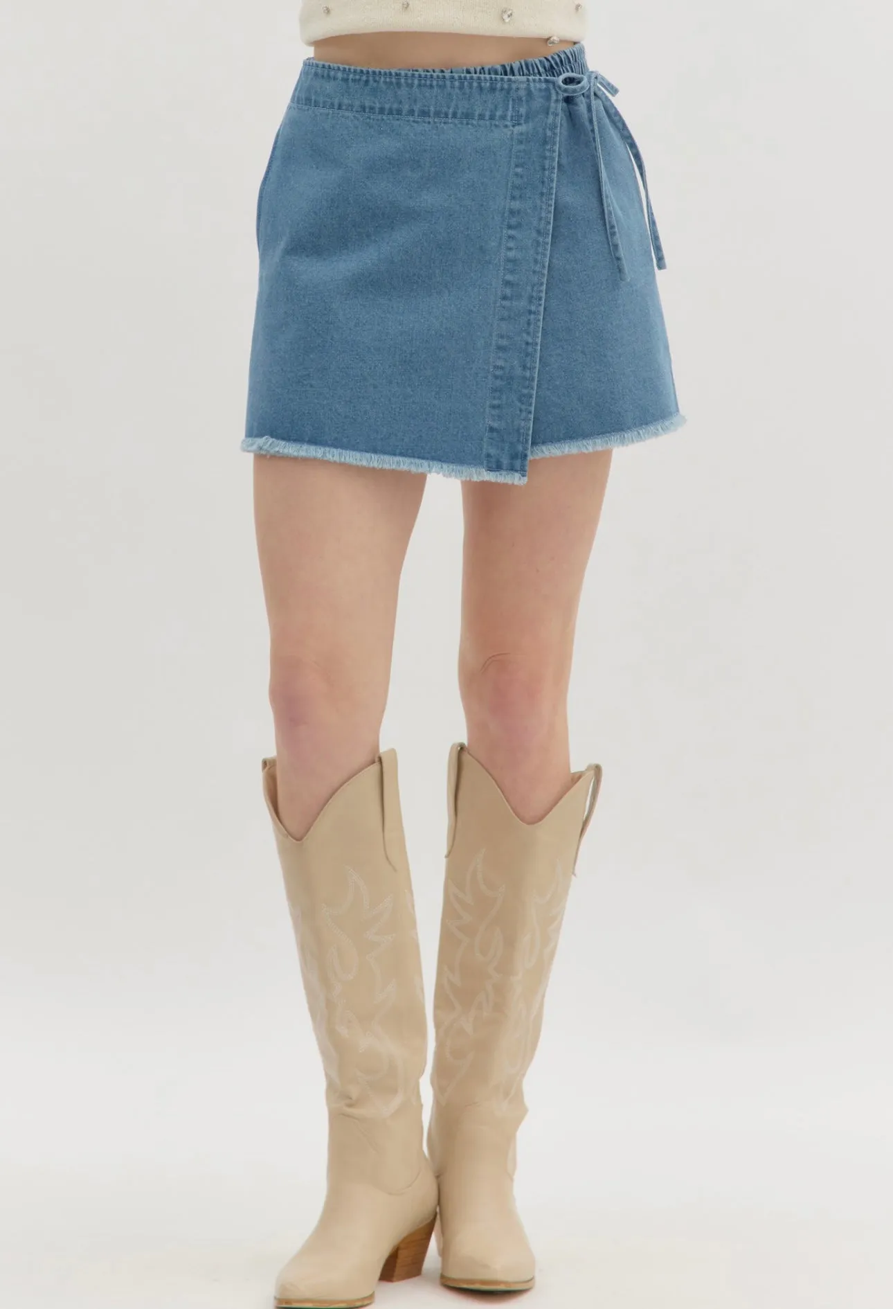 Denim Fringe Skort