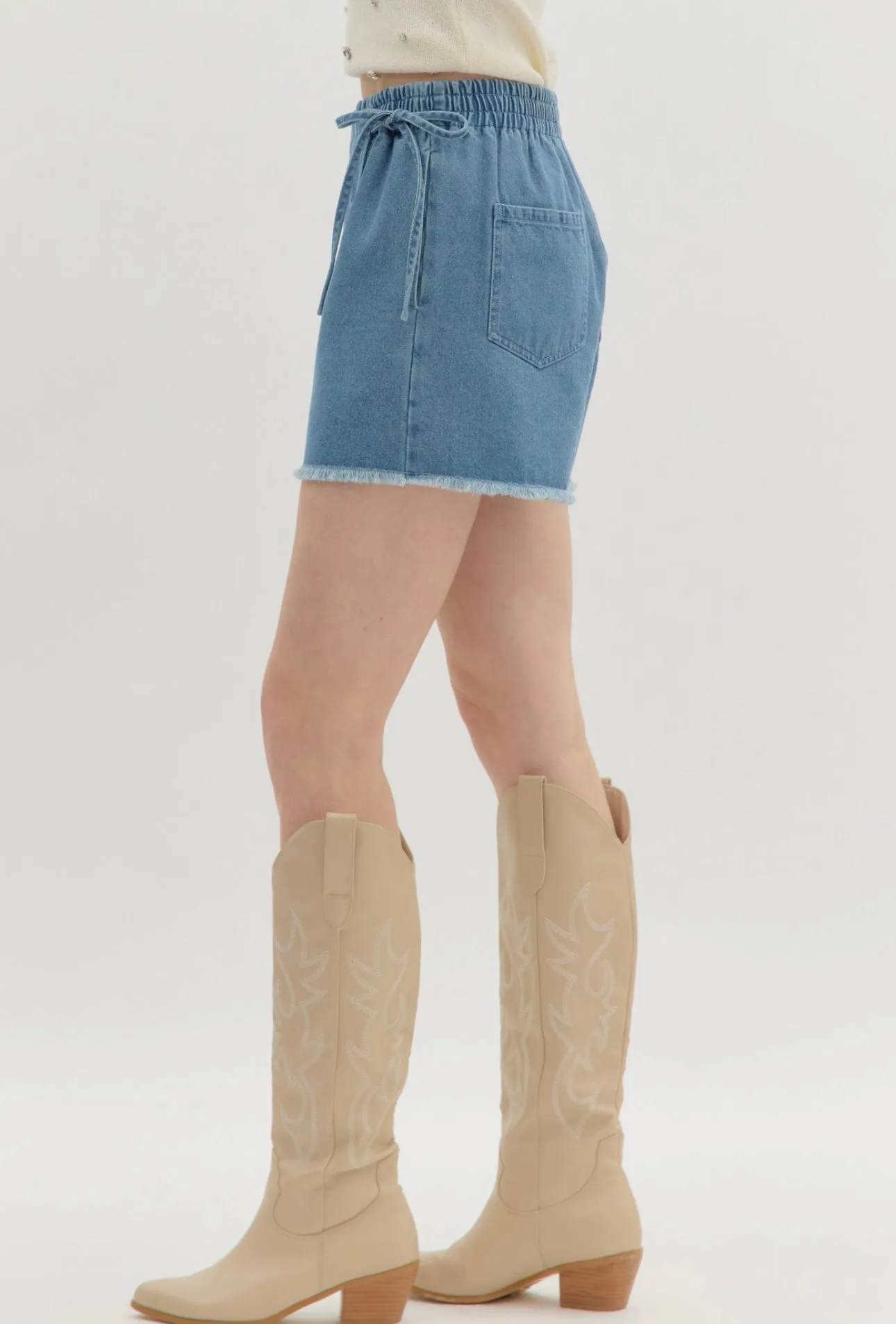 Denim Fringe Skort