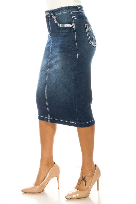 Denim Skirt Indigo Wash
