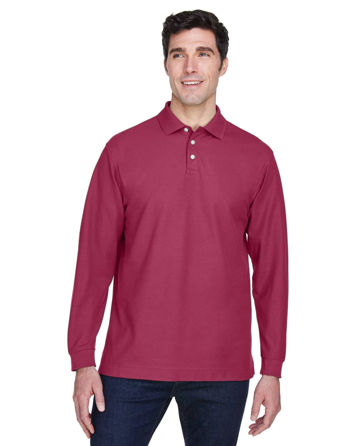 Devon & Jones Fine Pima Pique Long Sleeve Polo Shirt