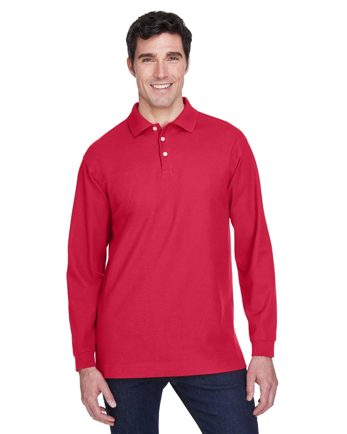 Devon & Jones Fine Pima Pique Long Sleeve Polo Shirt