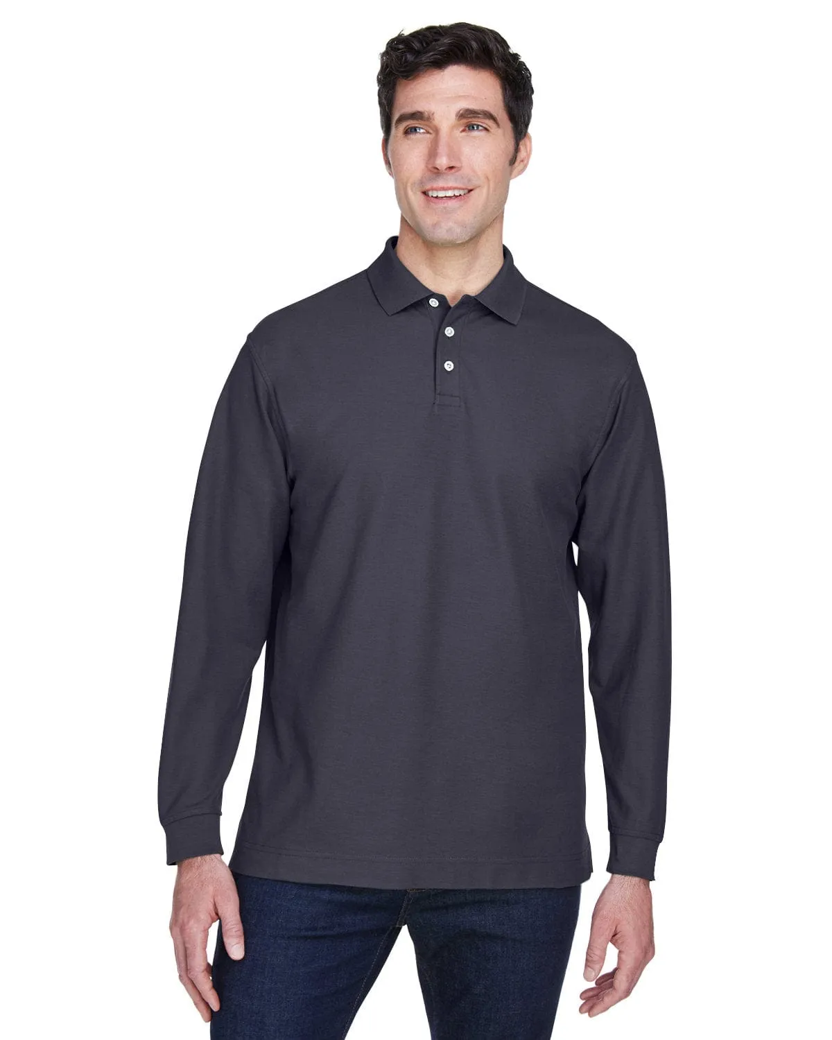 Devon & Jones Fine Pima Pique Long Sleeve Polo Shirt