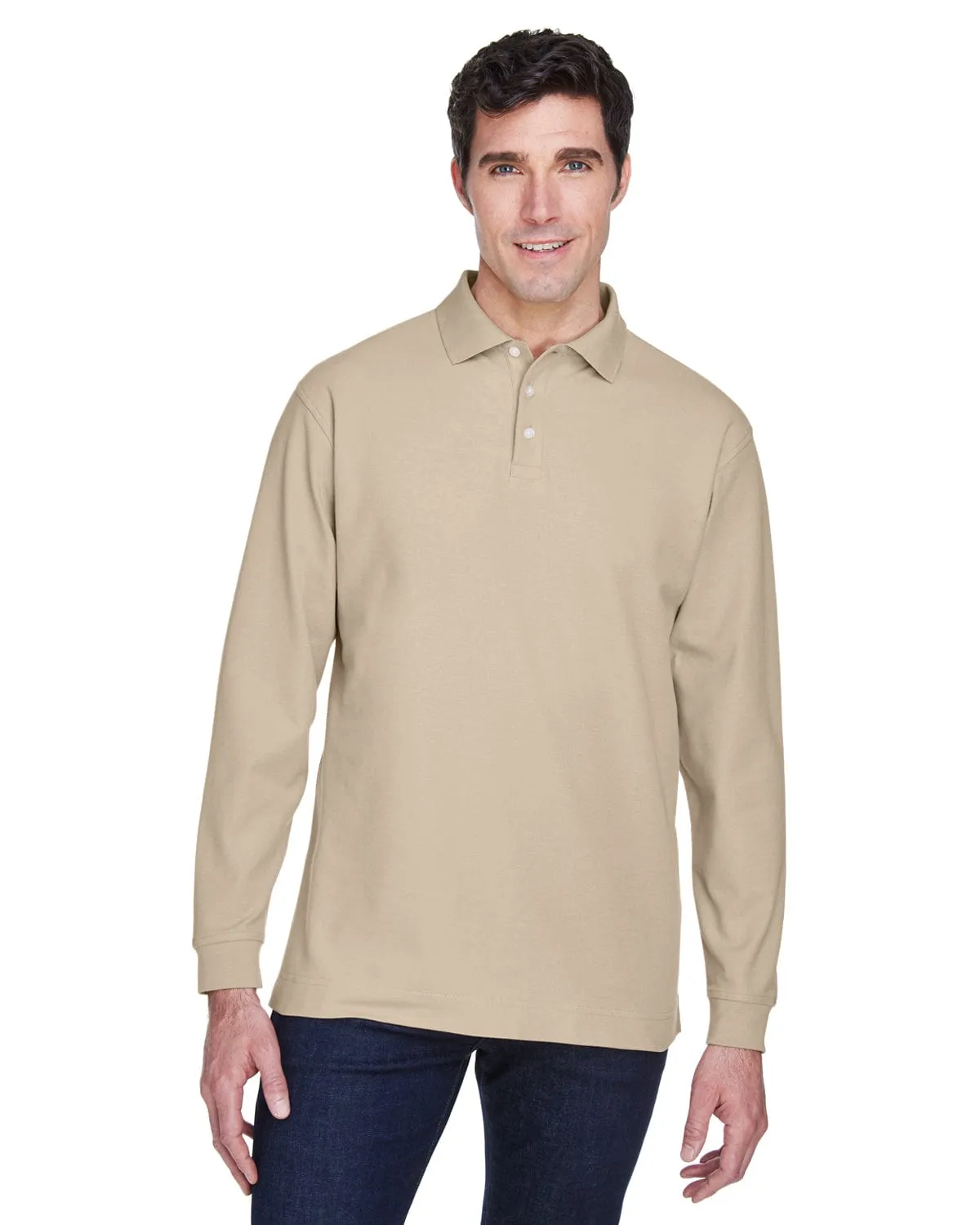 Devon & Jones Fine Pima Pique Long Sleeve Polo Shirt