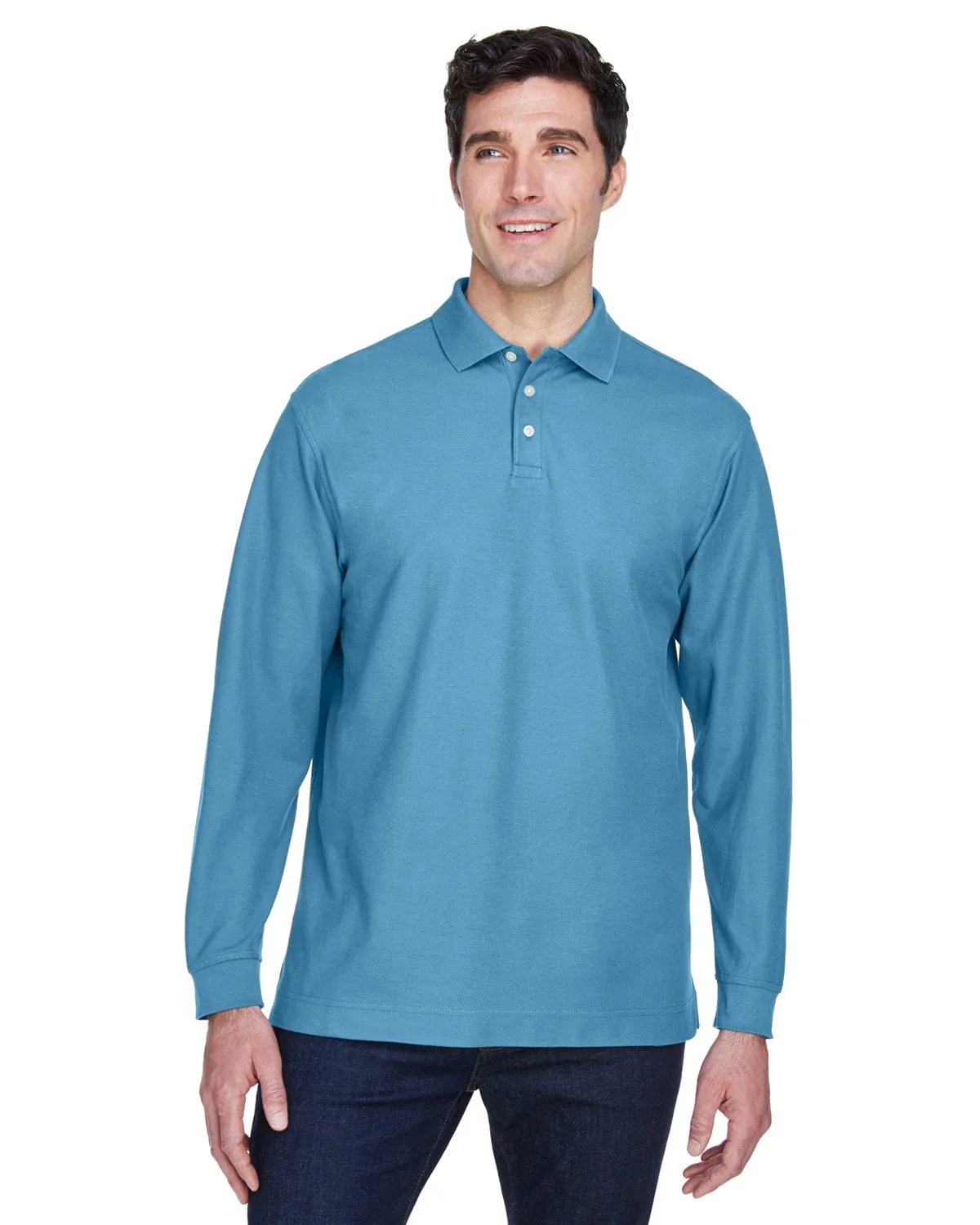 Devon & Jones Fine Pima Pique Long Sleeve Polo Shirt