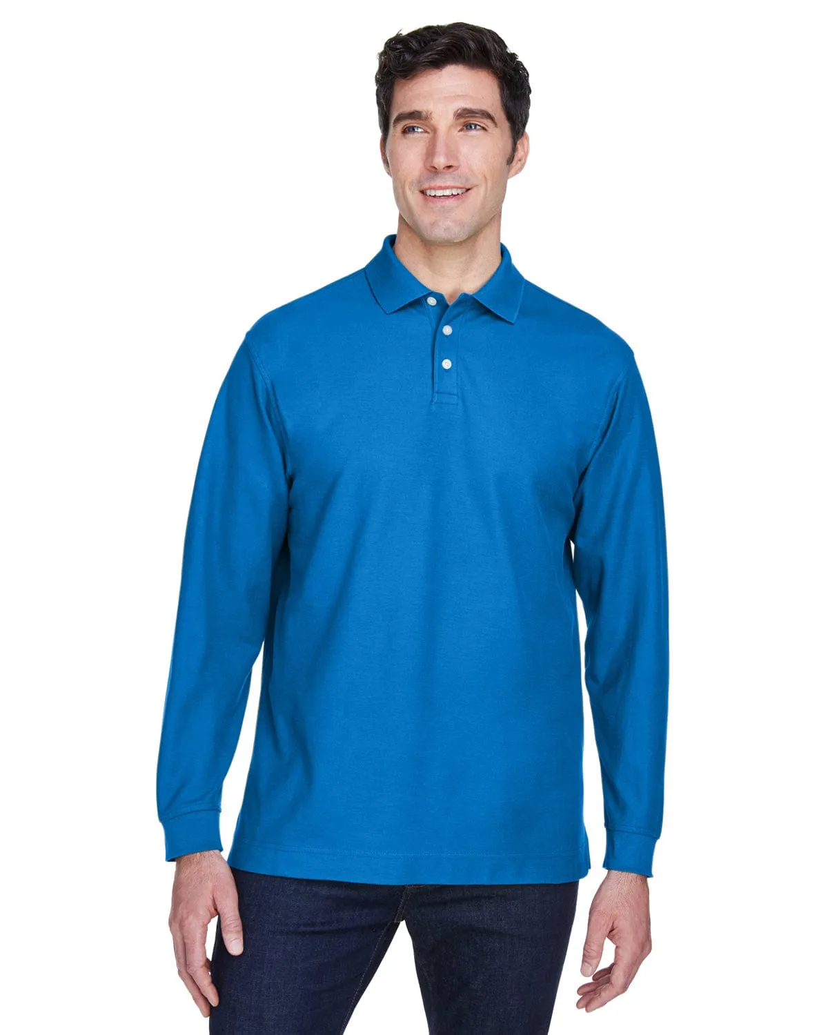 Devon & Jones Fine Pima Pique Long Sleeve Polo Shirt