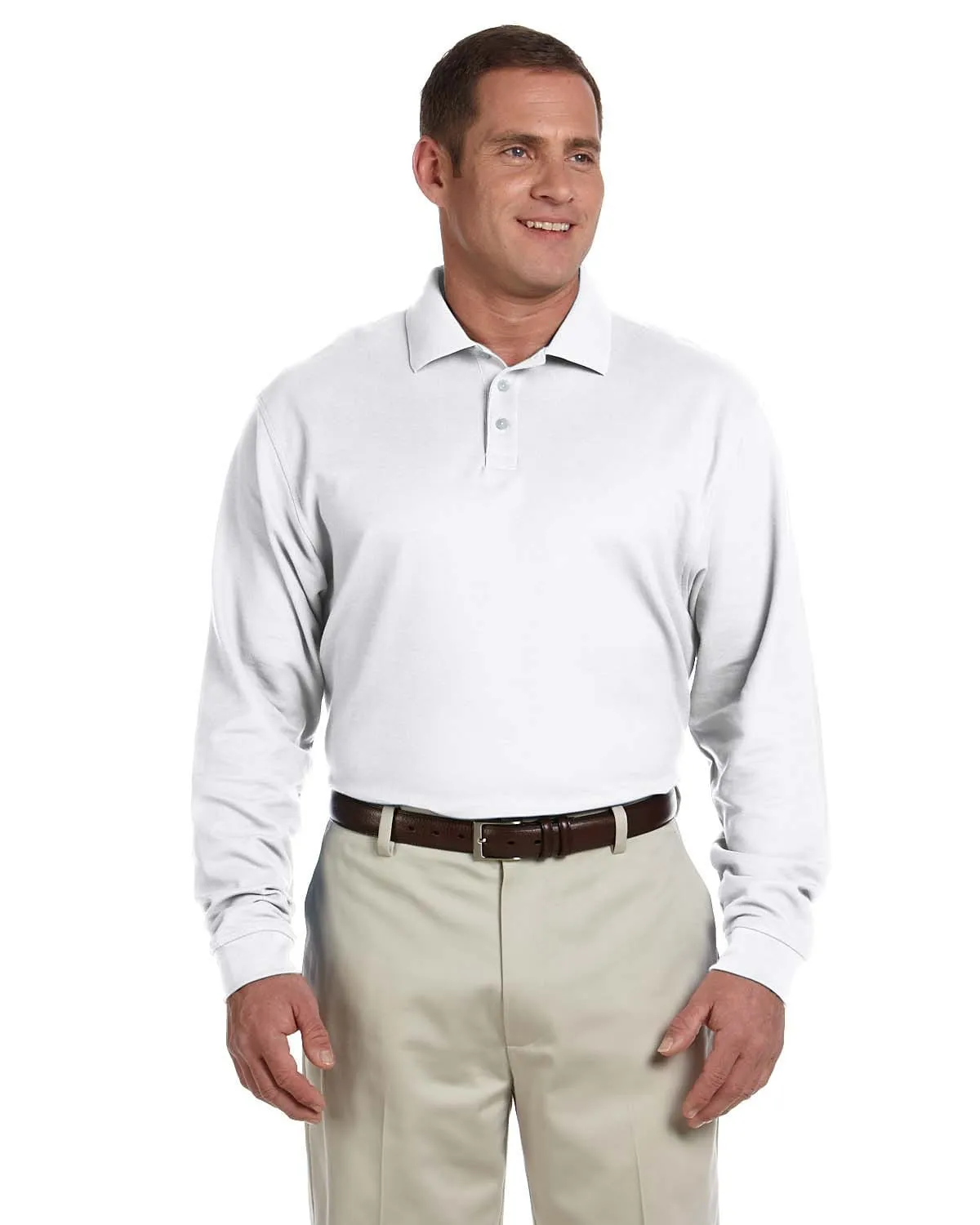 Devon & Jones Fine Pima Pique Long Sleeve Polo Shirt