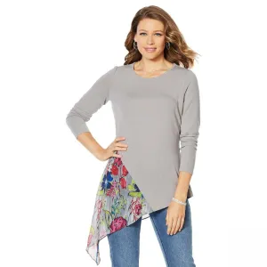 DG2 by Diane Gilman Women's Plus Size Asymmetric Combo Top