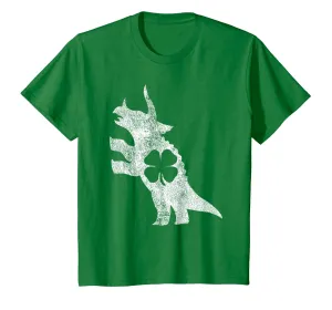 Dinosaur St Patrick's Day Shamrock Shirt Irish Boys Kids T-Shirt