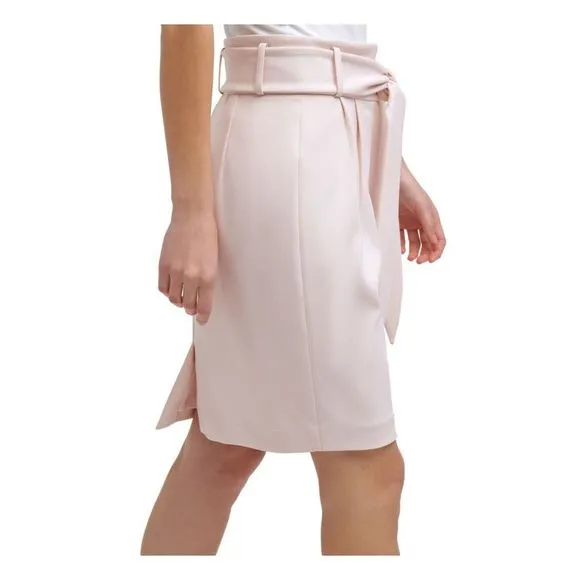 DKNY Womens Pink Stretch Zippered Tie Front Short Evening Pencil Skirt 6