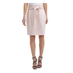 DKNY Womens Pink Stretch Zippered Tie Front Short Evening Pencil Skirt 6