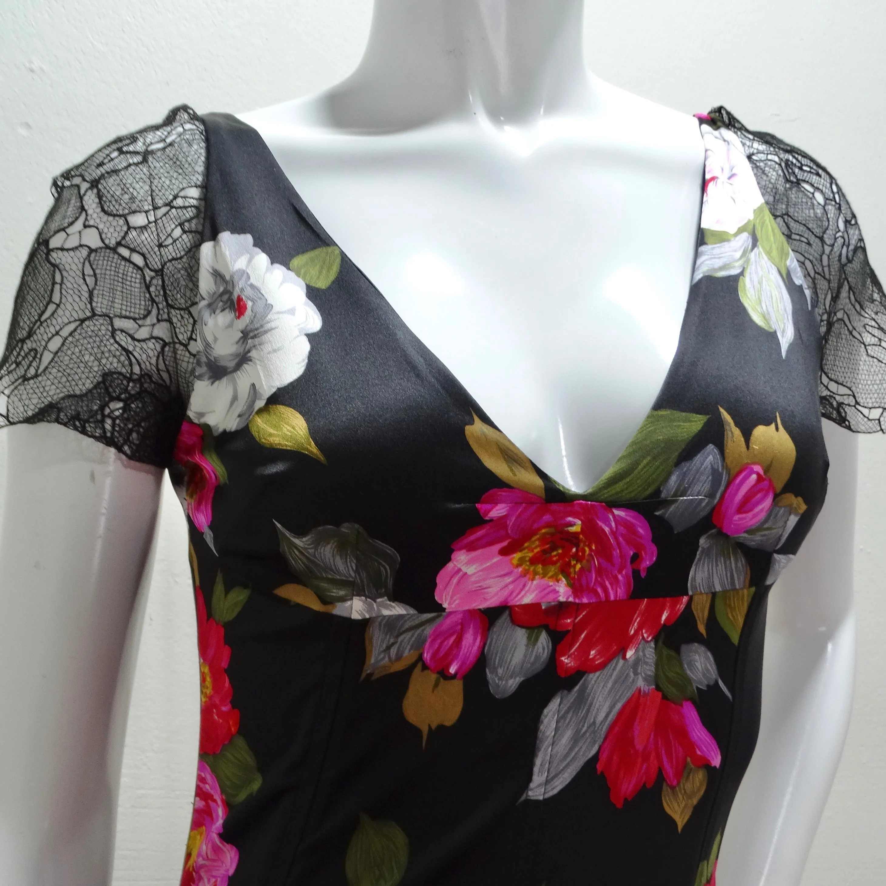 Dolce & Gabbana Silk Floral Lace Maxi Dress