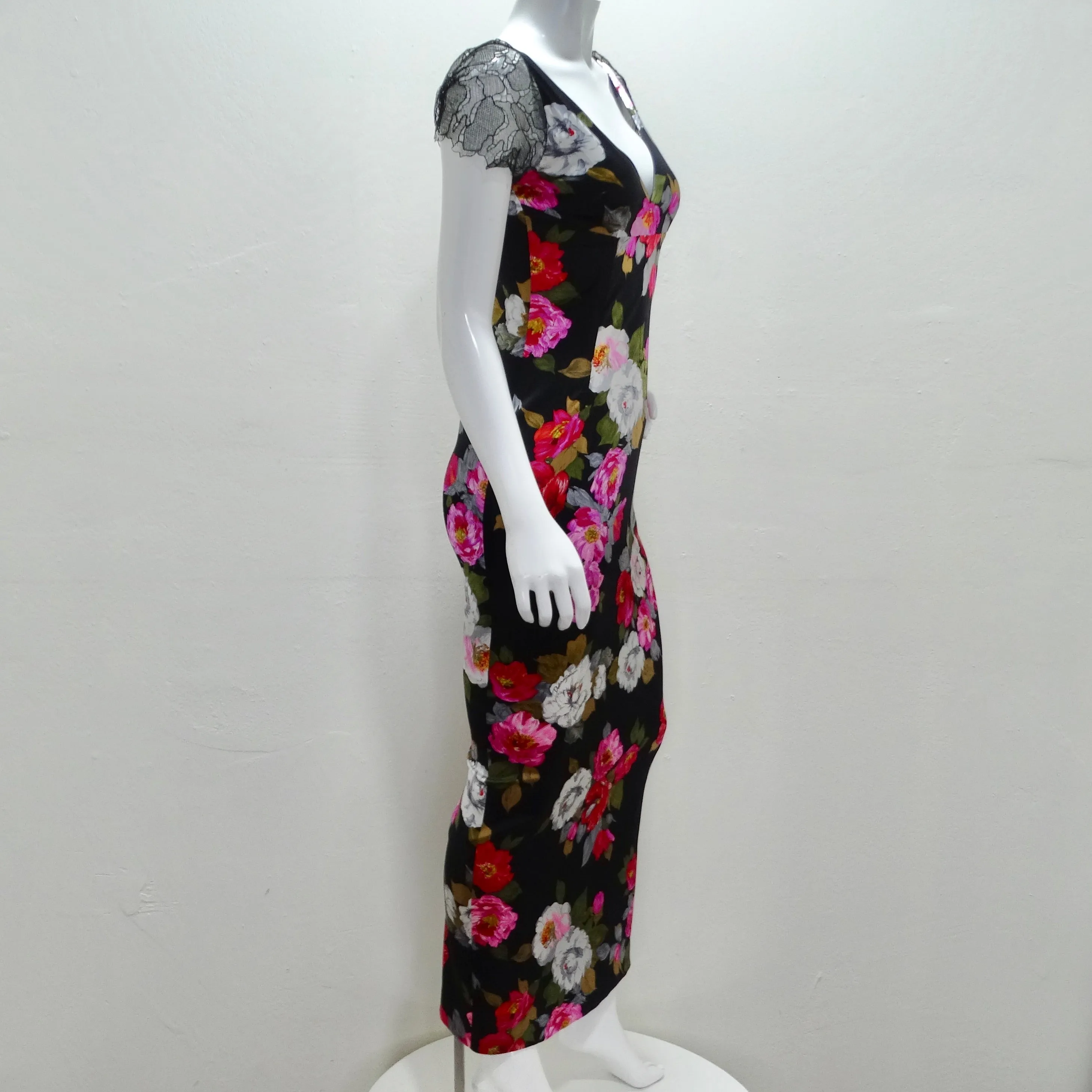Dolce & Gabbana Silk Floral Lace Maxi Dress