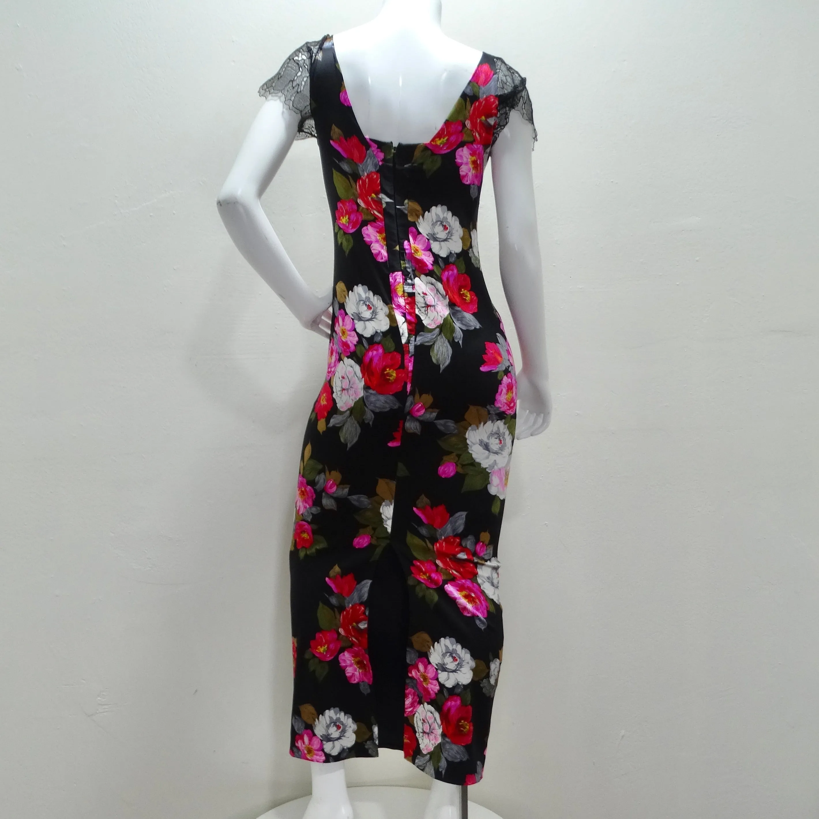 Dolce & Gabbana Silk Floral Lace Maxi Dress