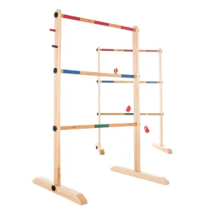 Double Wooden Ladder Toss with 6 Bolas - Natural Wood 19 X 25 38.5