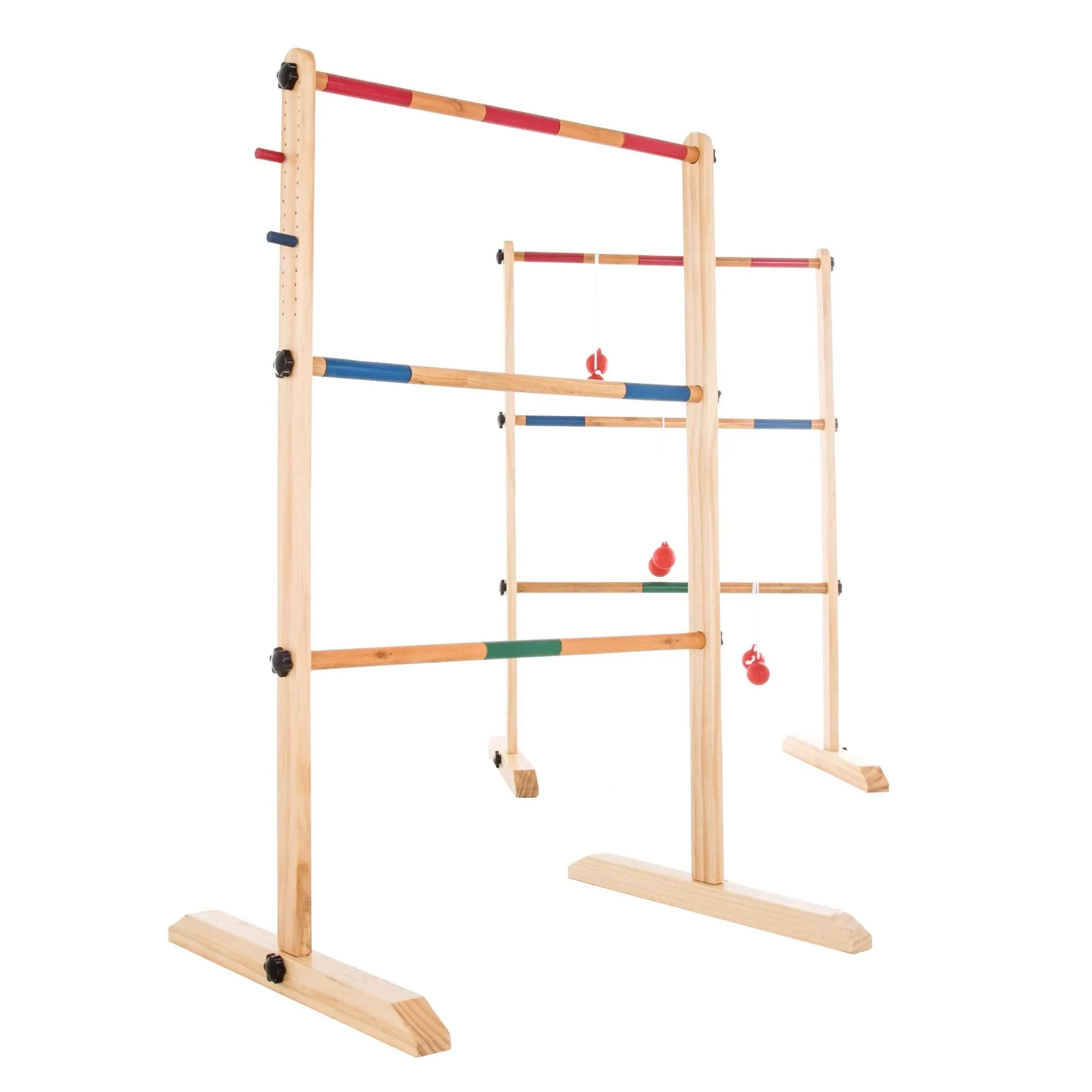 Double Wooden Ladder Toss with 6 Bolas - Natural Wood 19 X 25 38.5