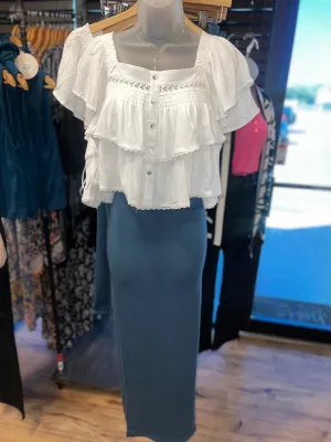 Dry Teal Pencil Skirt