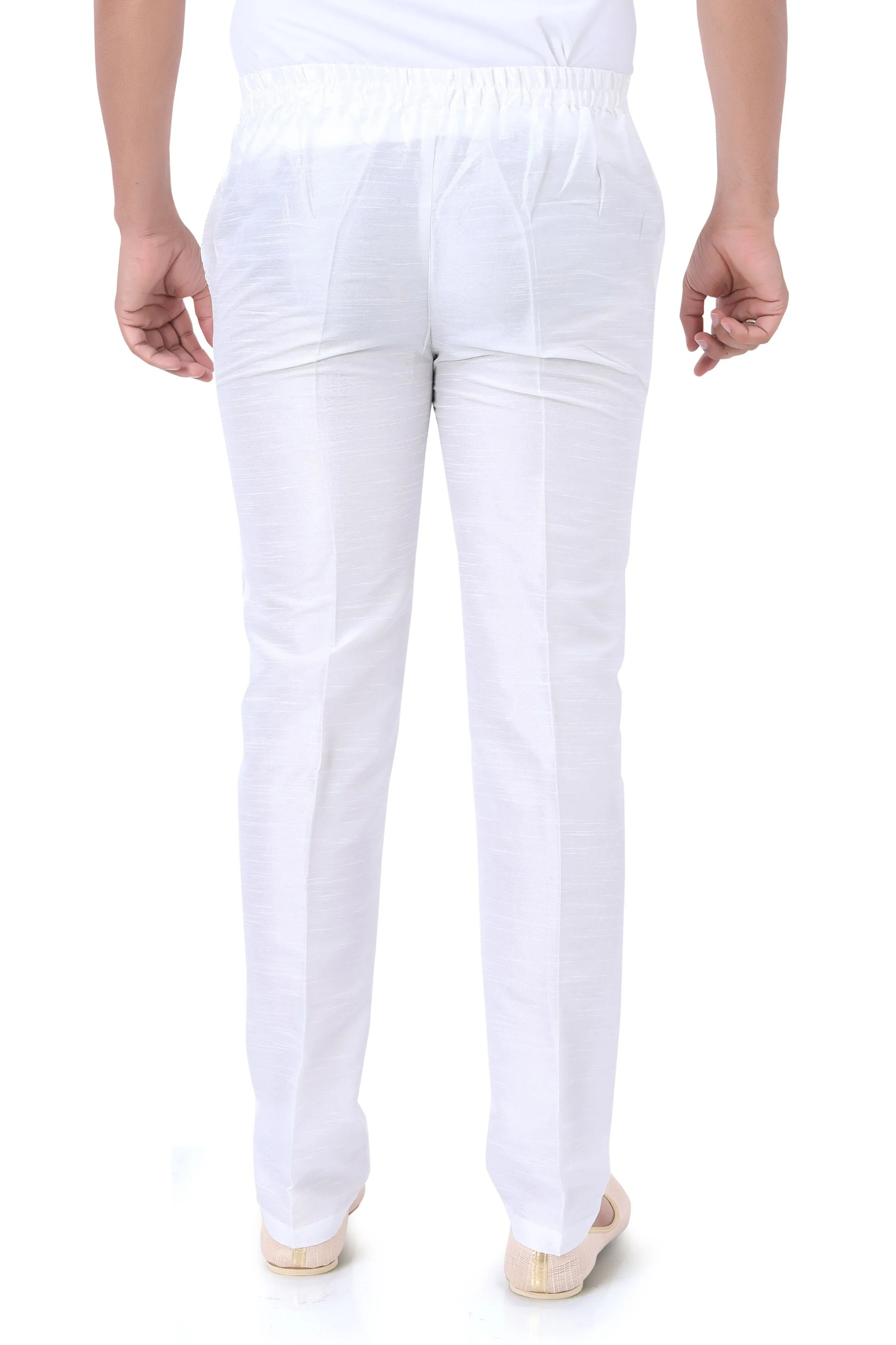 Dupion Silk Polo Pant/Trouser for Kurta, Indo western, Jodhpuri,  Sherwani in white color