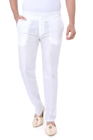 Dupion Silk Polo Pant/Trouser for Kurta, Indo western, Jodhpuri,  Sherwani in white color