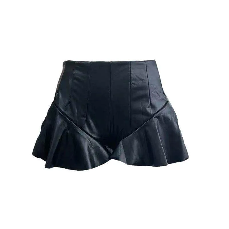 Eedele Faux Leather Pleated Shorts for Fashion Lovers