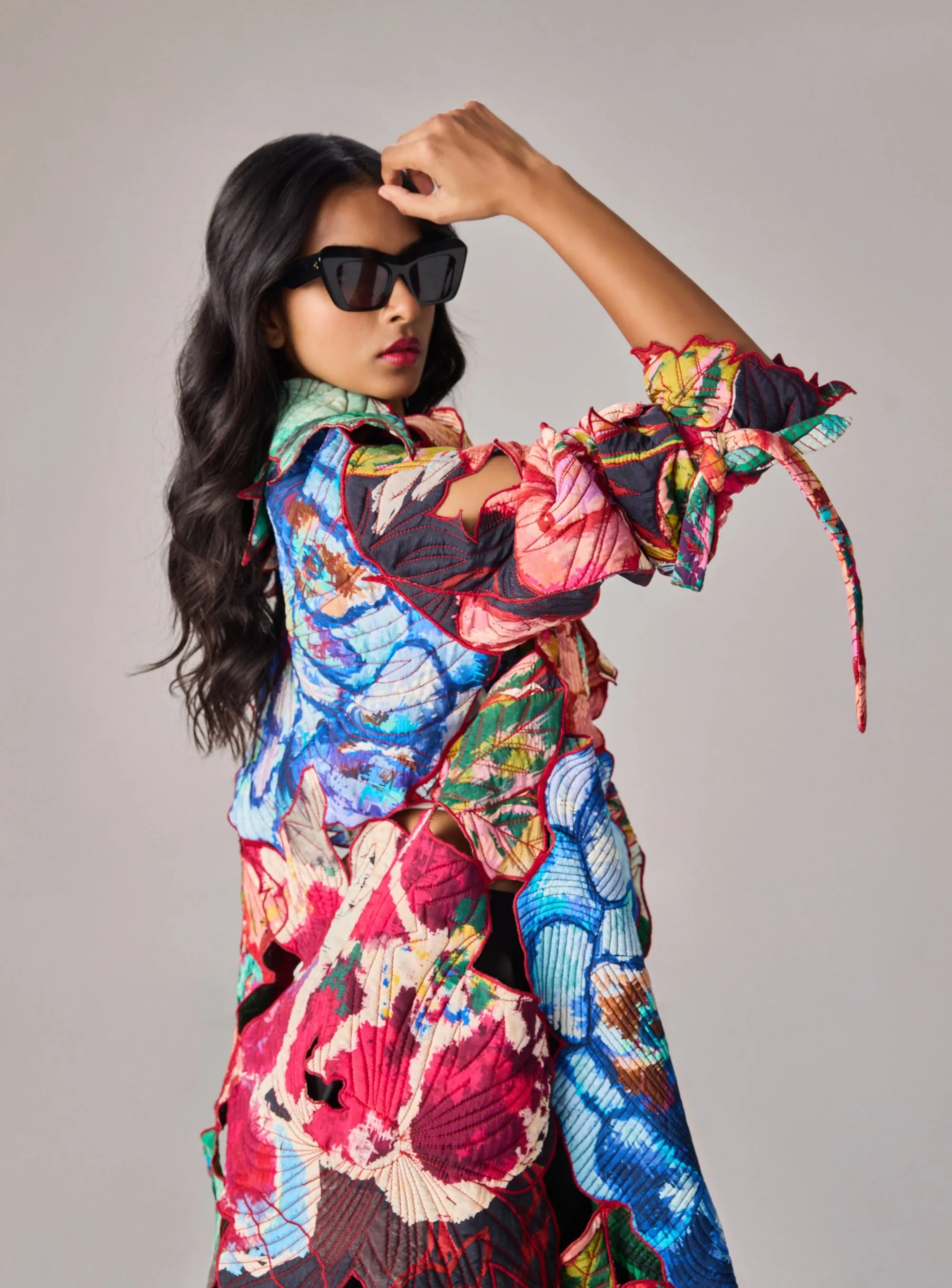 Effie multicolor coat, corset and skirt