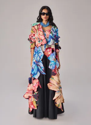 Effie multicolor coat, corset and skirt