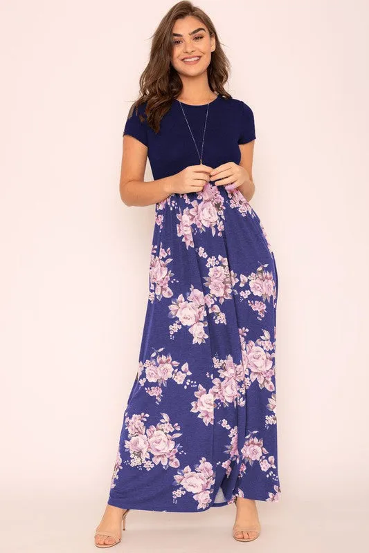 EG fashion Plus Short Sleeve Floral Maxi Dress