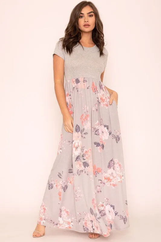 EG fashion Plus Short Sleeve Floral Maxi Dress