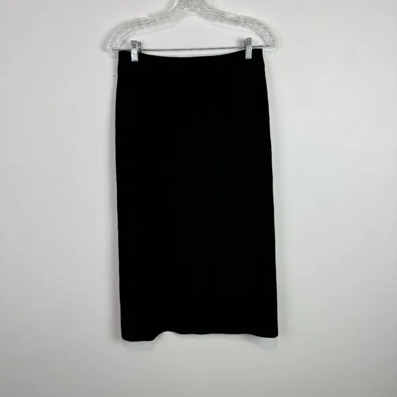 Eileen Fisher Small Pencil Midi Skirt Ribbed Black stretch
