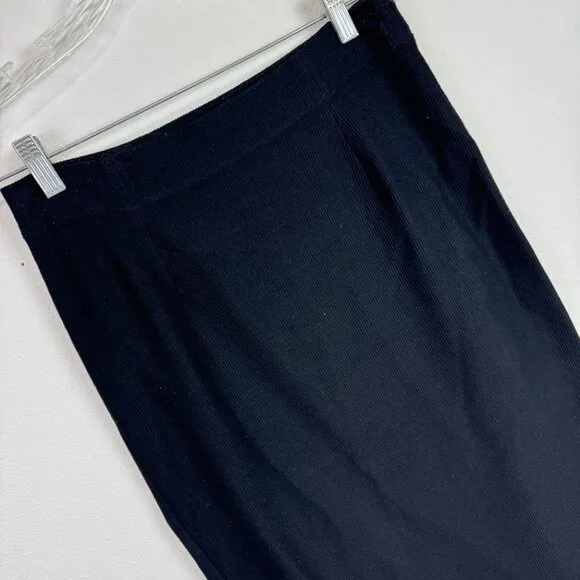 Eileen Fisher Small Pencil Midi Skirt Ribbed Black stretch