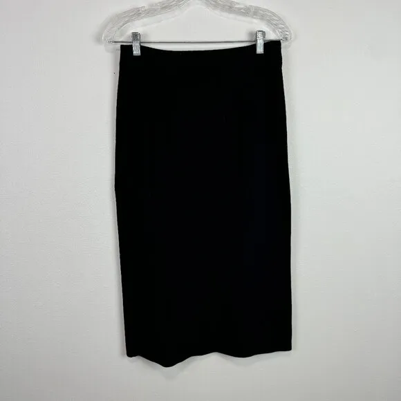 Eileen Fisher Small Pencil Midi Skirt Ribbed Black stretch