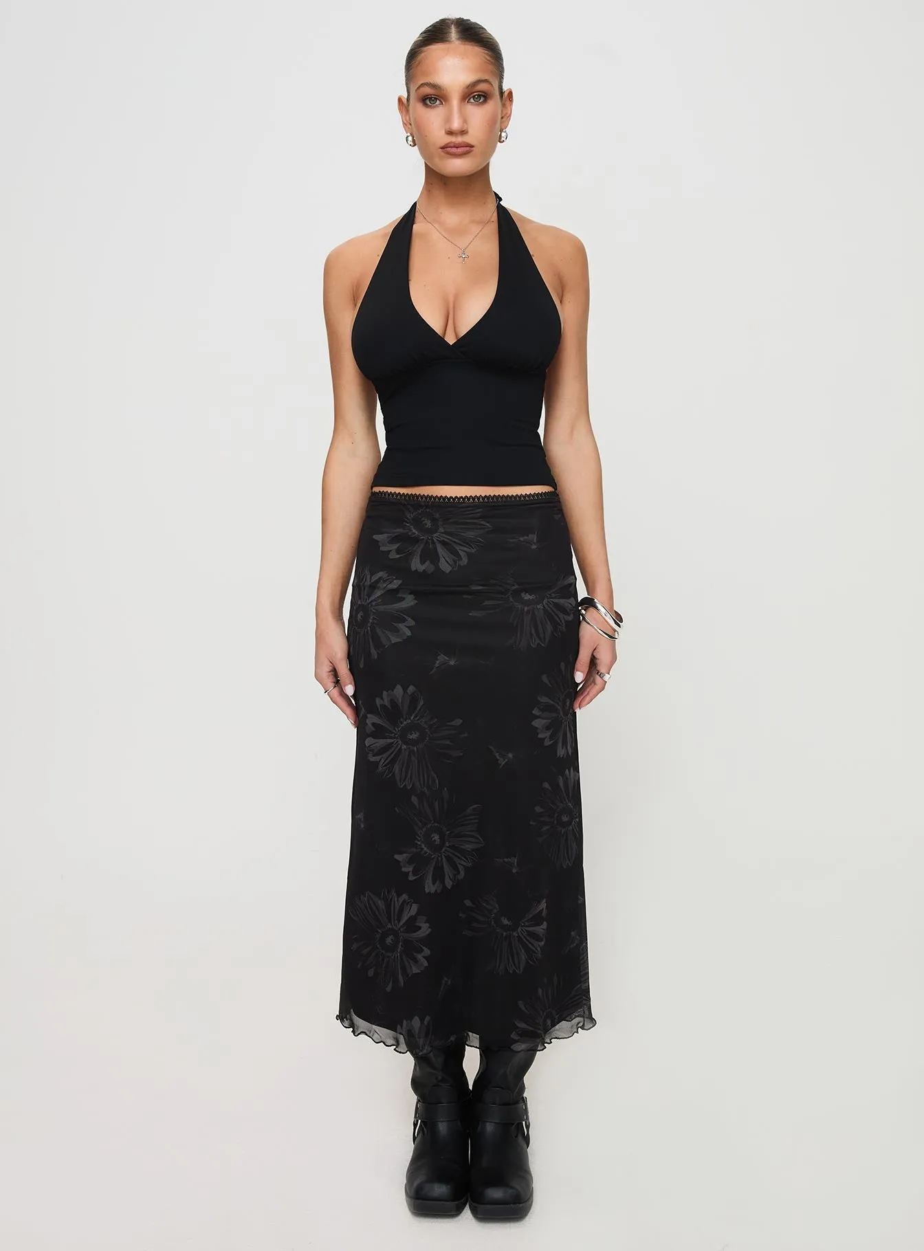 Eleazar Mesh Maxi Skirt Black