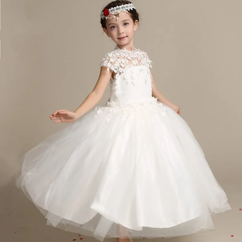 Elegant Flower Girl Dress Long Lace Princess Style