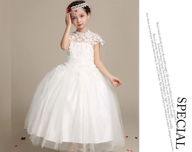 Elegant Flower Girl Dress Long Lace Princess Style