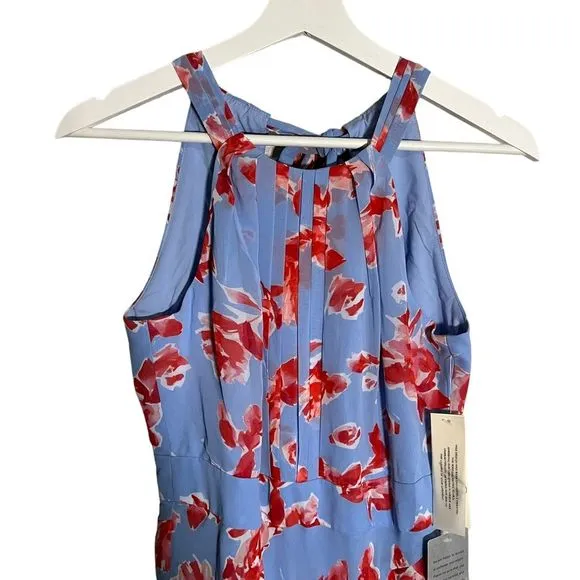 Eliza J Sleeveless Halter Neck Ruffle Thigh High Slit Floral Print Maxi dress
