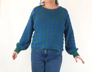 Elk blue and green cotton mix oversize jumper size L/XL