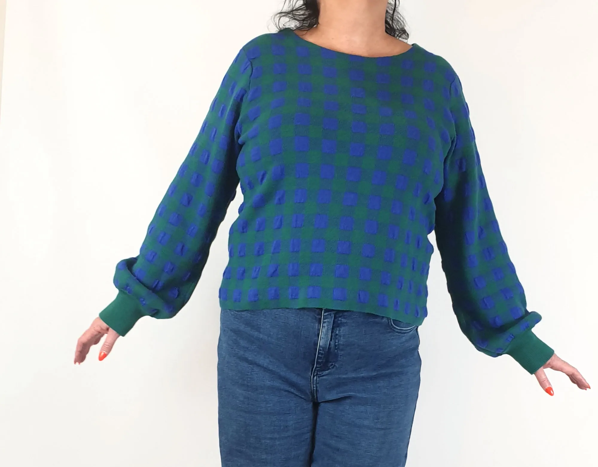 Elk blue and green cotton mix oversize jumper size L/XL