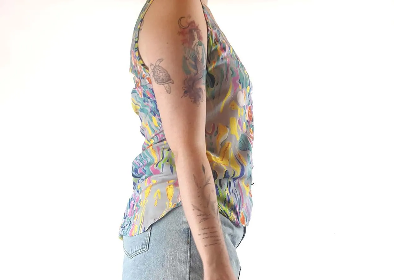 Elm colourful sleeveless scoop neck top size 12