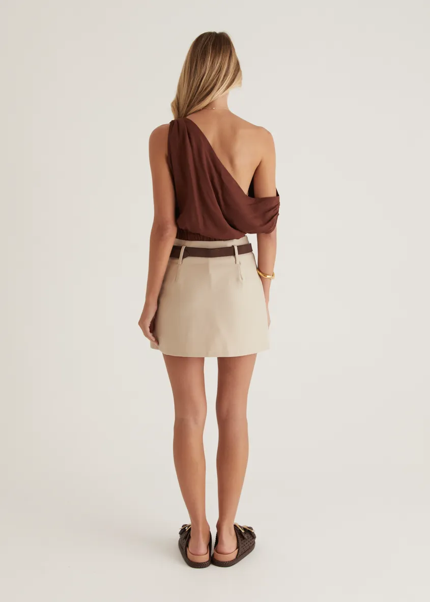 Emiko One Shoulder Crop - Chocolate