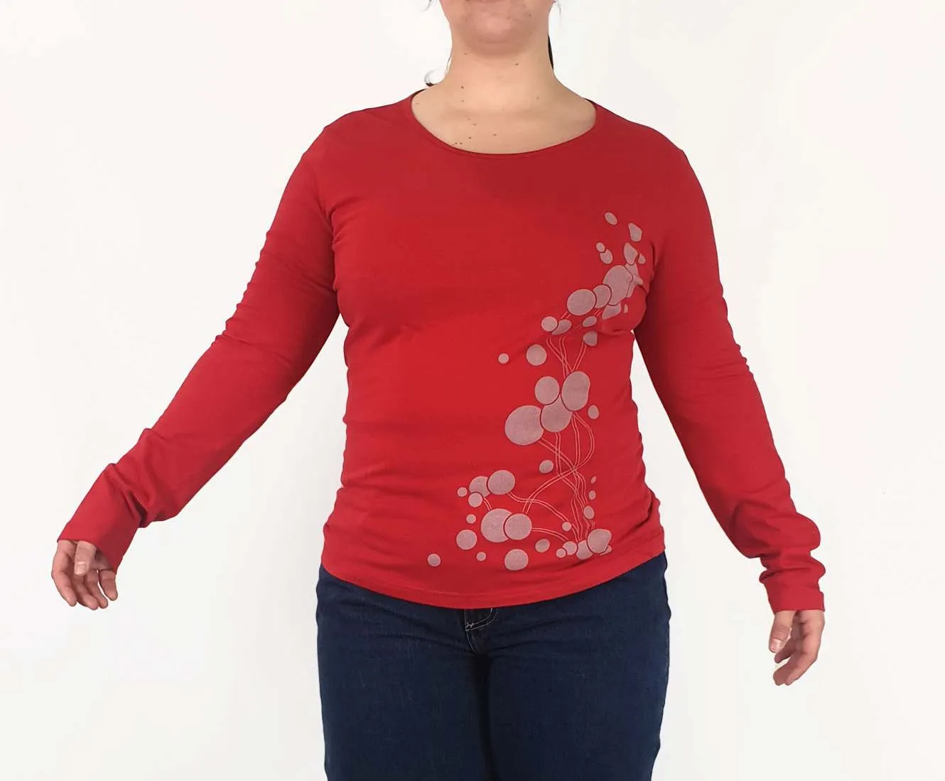 Essaye by Surface Art red print long sleeve top size XL (best fits 14)
