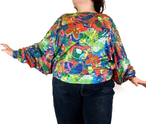Exotica colourful forest inspired print long sleeve top size XXL