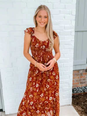 Fall Floral Midi Dress