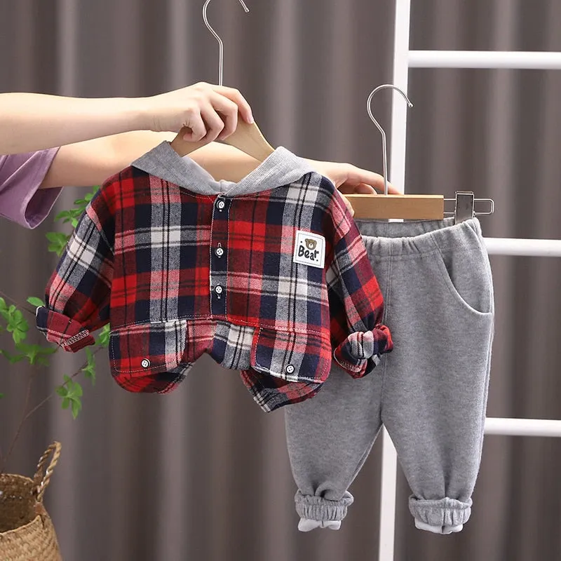 Fashion 2PC Children's Sets Boys Long Sleeves Outfits Clothing Kids Casual Cotton Tracksuits Clothes Hoodie   Trousers
