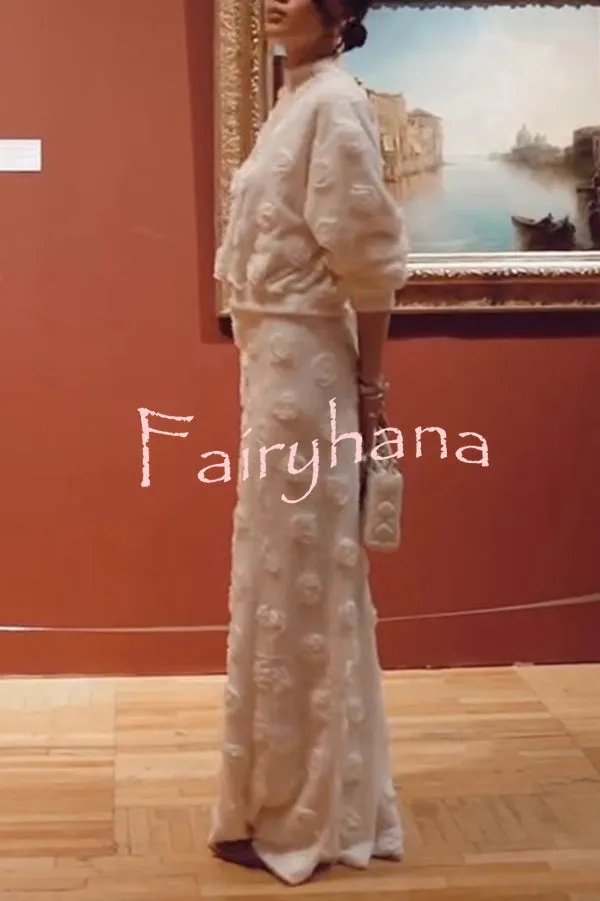 Fashion 3D Floral Decorated Stretch Holiday Maxi Skirt