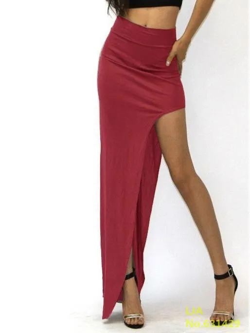 Fashion Charming Sexy Women Lady Long Skirts Open Side Split Skirt Long Maxi Skirt Black