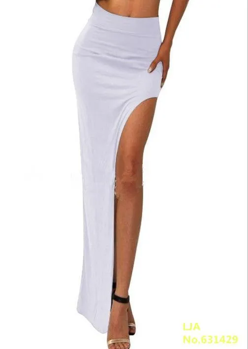 Fashion Charming Sexy Women Lady Long Skirts Open Side Split Skirt Long Maxi Skirt Black