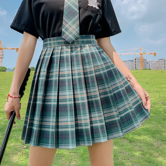 Fashion Summer Women Skirts Japan Style School Pleated Skirts for Girls High Waist Plaid Mini Skirts Women