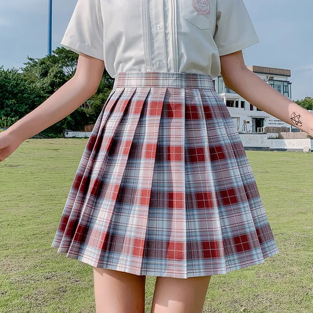 Fashion Summer Women Skirts Japan Style School Pleated Skirts for Girls High Waist Plaid Mini Skirts Women