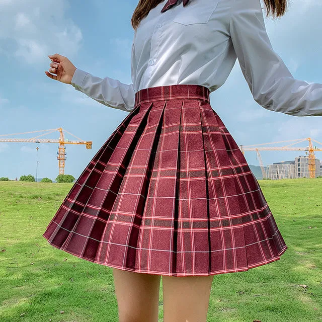 Fashion Summer Women Skirts Japan Style School Pleated Skirts for Girls High Waist Plaid Mini Skirts Women