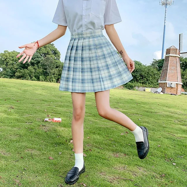 Fashion Summer Women Skirts Japan Style School Pleated Skirts for Girls High Waist Plaid Mini Skirts Women