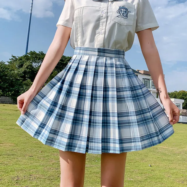 Fashion Summer Women Skirts Japan Style School Pleated Skirts for Girls High Waist Plaid Mini Skirts Women
